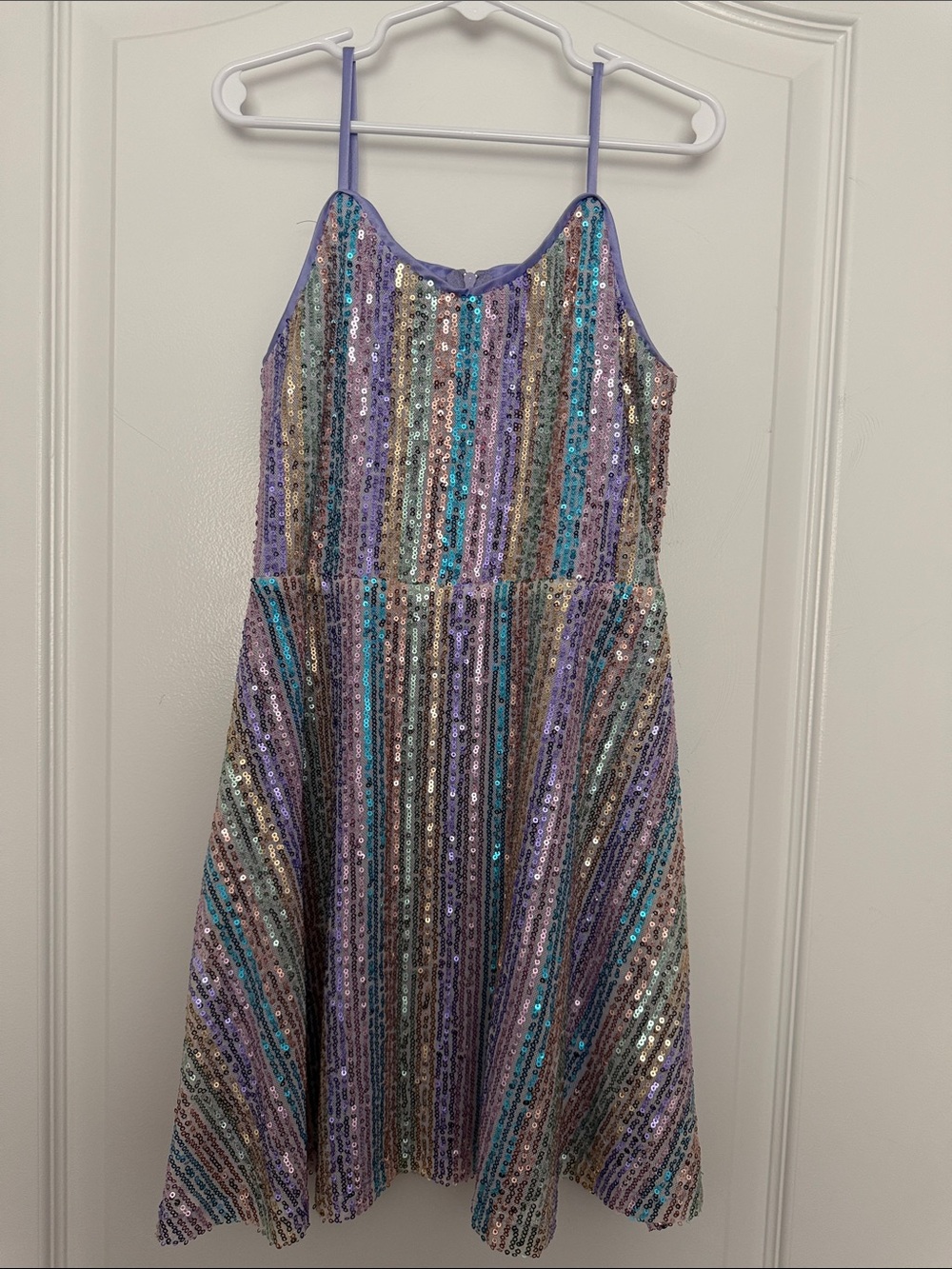 Girls Lavender & Multicolor Sequin Party Dress